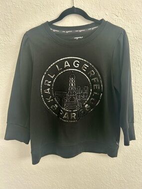 Karl Lagerfeld Black Embossed Logo Sweatshirt